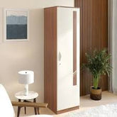 True living 2 Door Corner White wardrobe Laminated Finish & PU Finish (3 Ft*2 Ft*8 Ft)